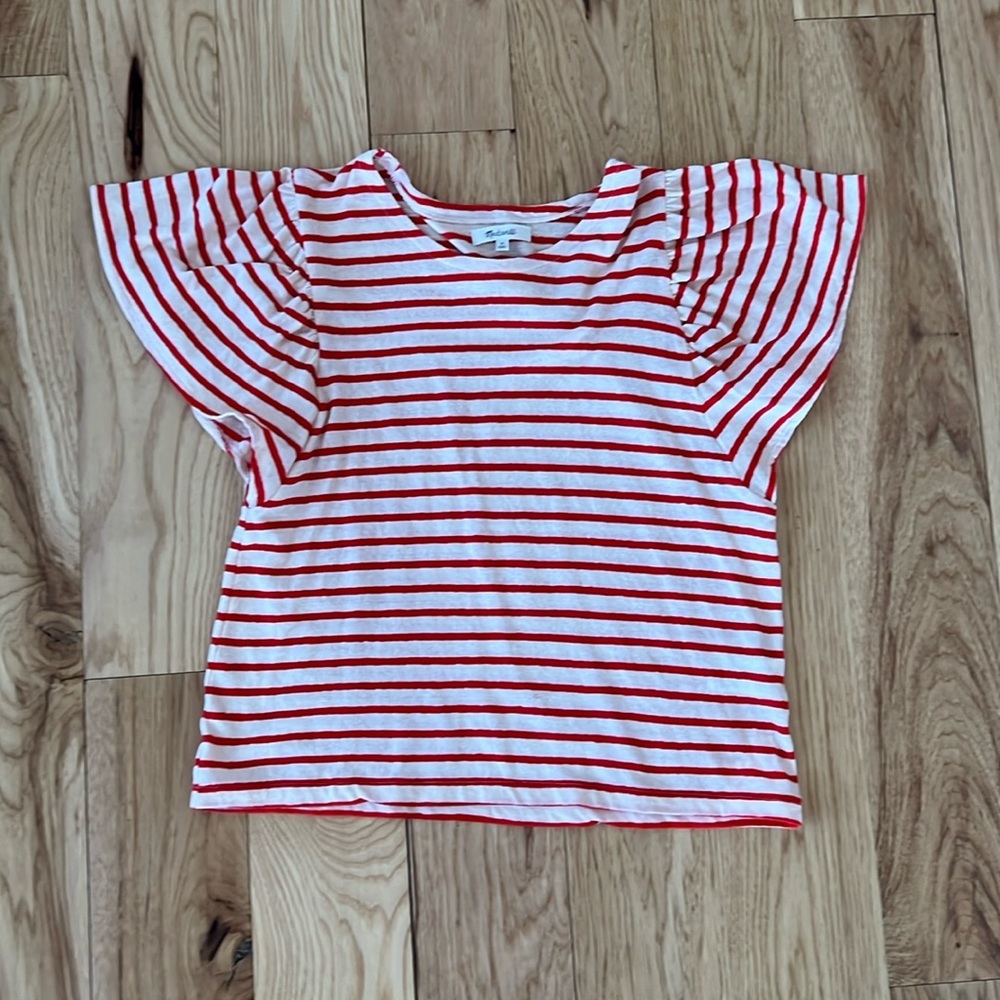 Madewell top with flare sleeves.